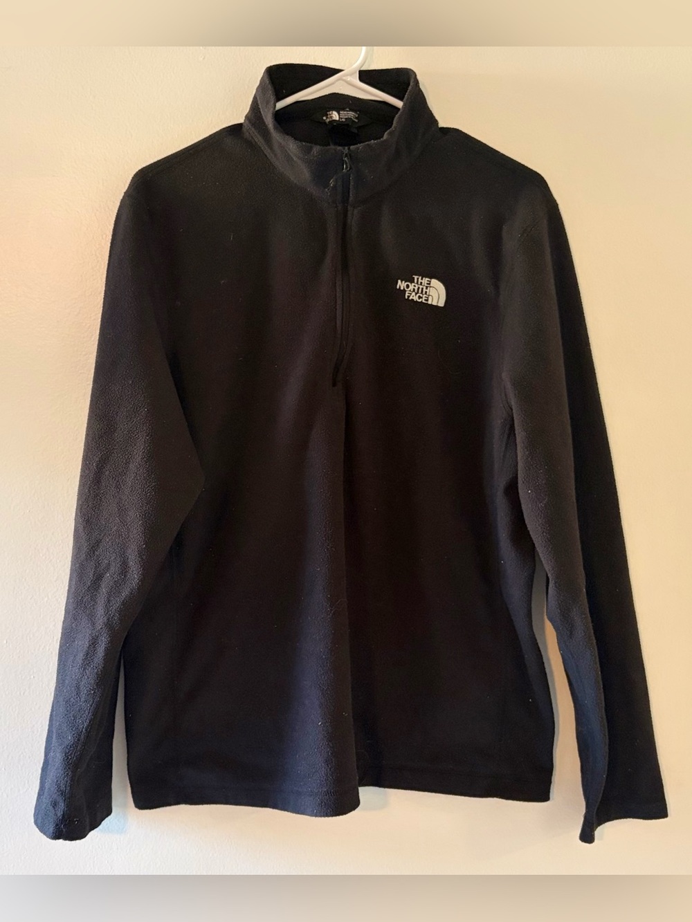 The North Face Polartec Fleece 1/4 Zip Pull Over Black Gray Jacket-Mens Large
